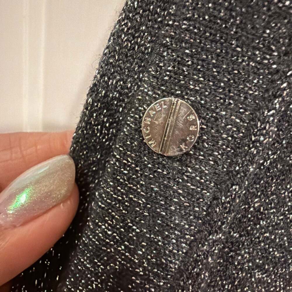 MICHAEL Michael Kors Women Black Metallic Button Sleeve Sweater Size M - Picture 5 of 6